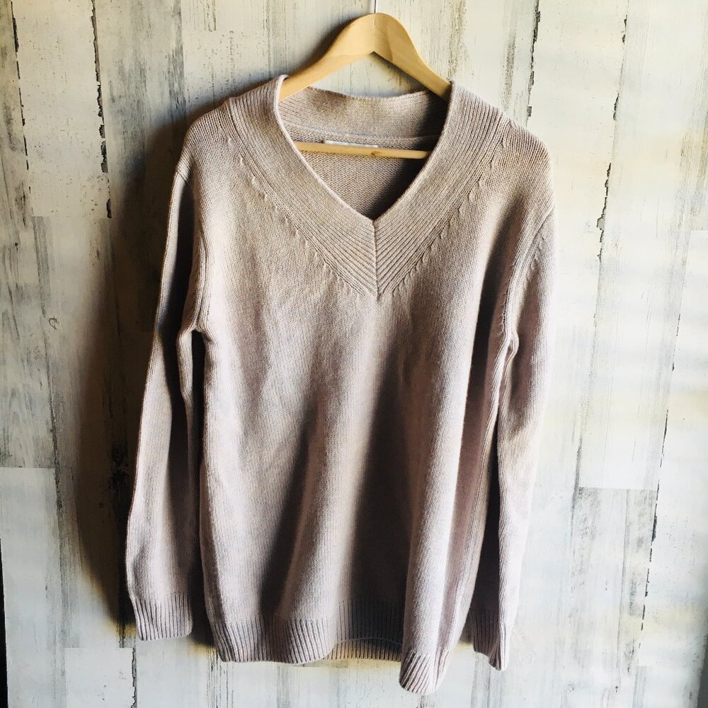 One Grey Day Cotton Superfine Merino Wool Blend Blush Sweater Tunic Preppy